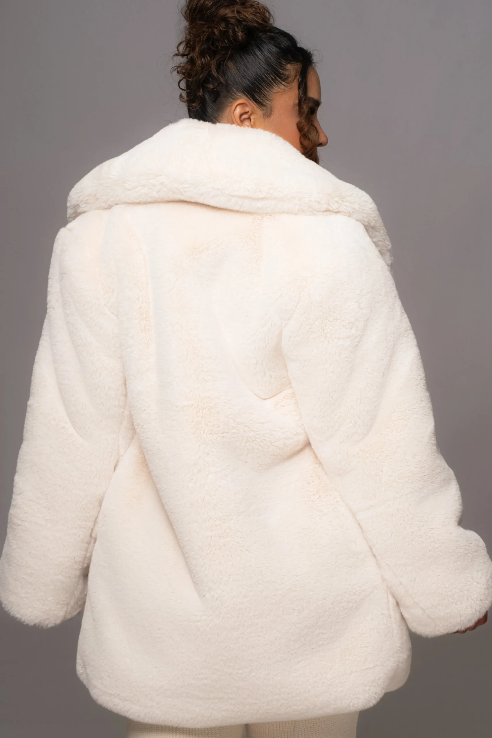Ivory Refined Faux Fur Oversized Coat*JLUXLABEL Outlet