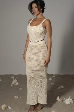 Ivory Sea Depths Maxi Skirt*JLUXLABEL Discount