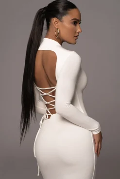 Ivory Shaye Mock Neck Dress*JLUXLABEL New