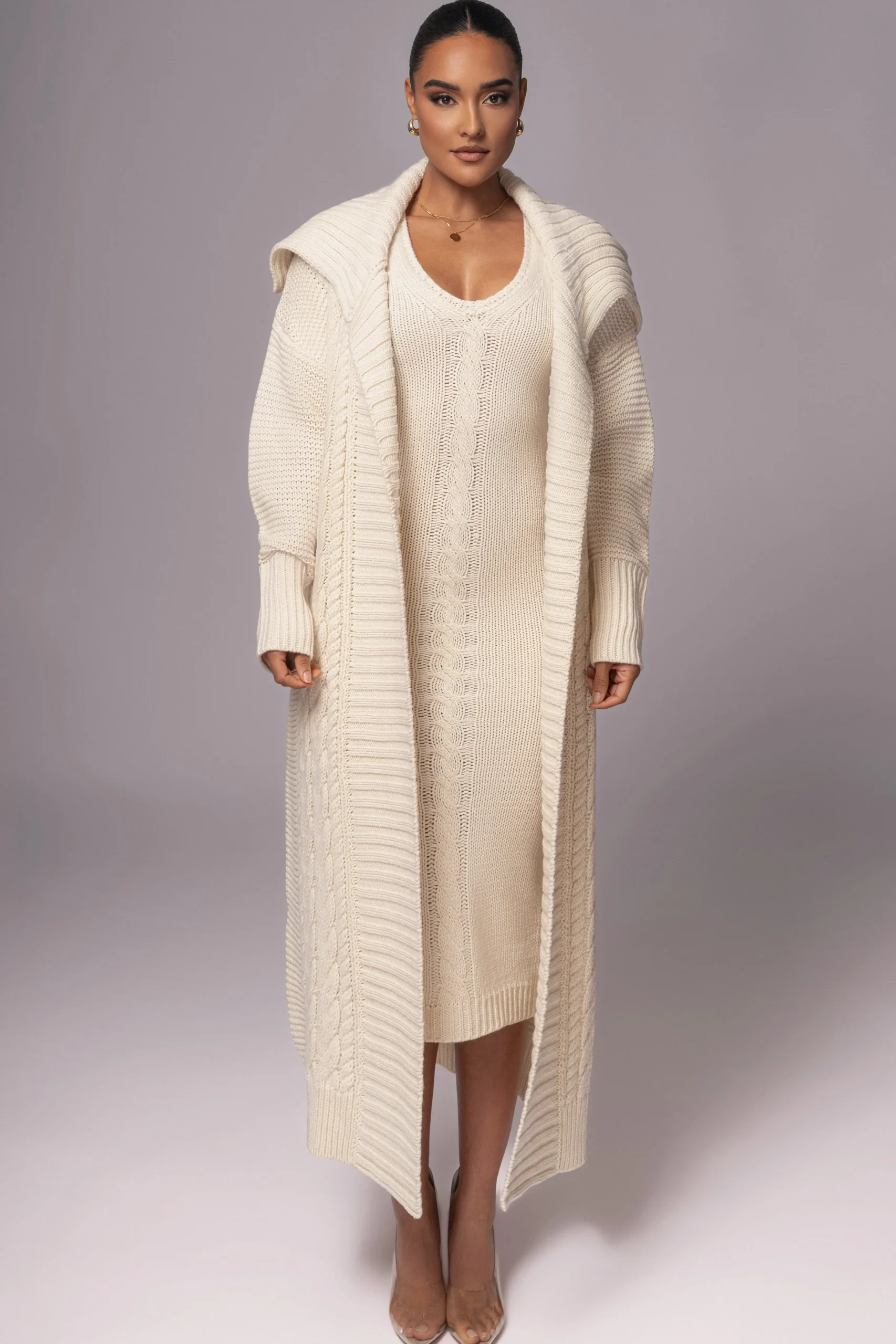 Ivory Sleeveless Cable Knit Dress*JLUXLABEL Discount