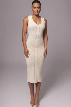 Ivory Sleeveless Cable Knit Dress*JLUXLABEL Discount