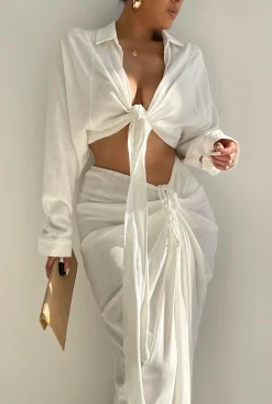 Ivory Soho Front Tied Woven Top*JLUXLABEL Online