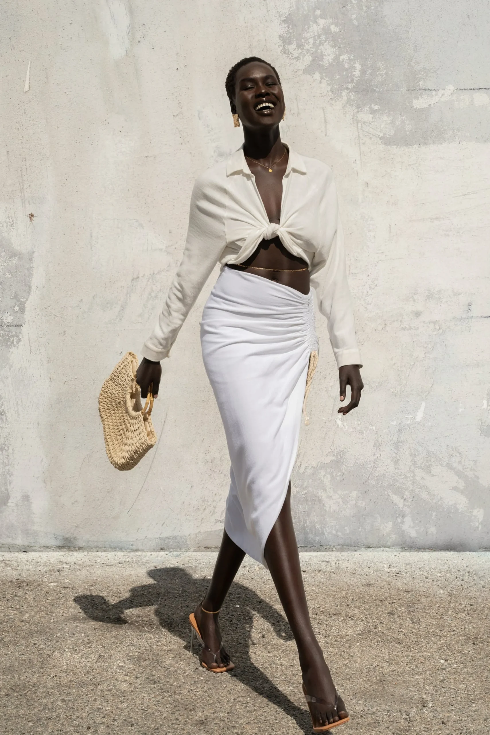 Ivory Spring Ruched Linen Skirt*JLUXLABEL Discount