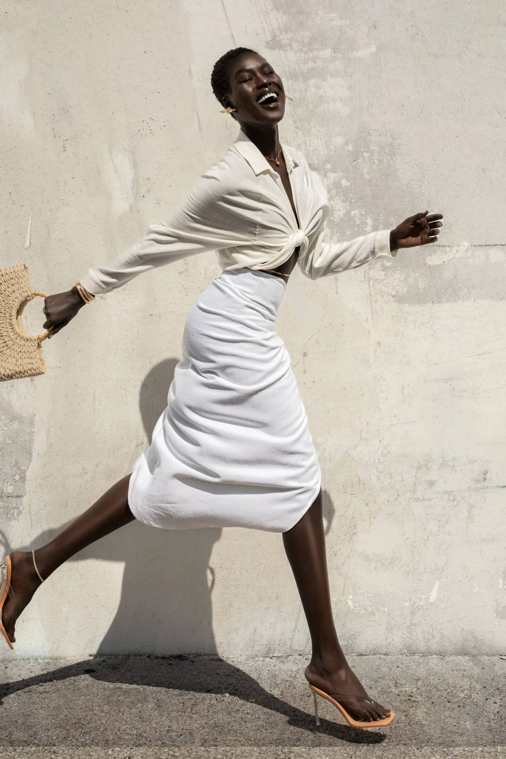 Ivory Spring Ruched Linen Skirt*JLUXLABEL Discount