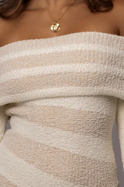 Ivory Sweater Knit Off The Shoulder Dress*JLUXLABEL Hot