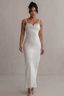 Ivory Unveiled Satin Maxi Dress*JLUXLABEL Sale