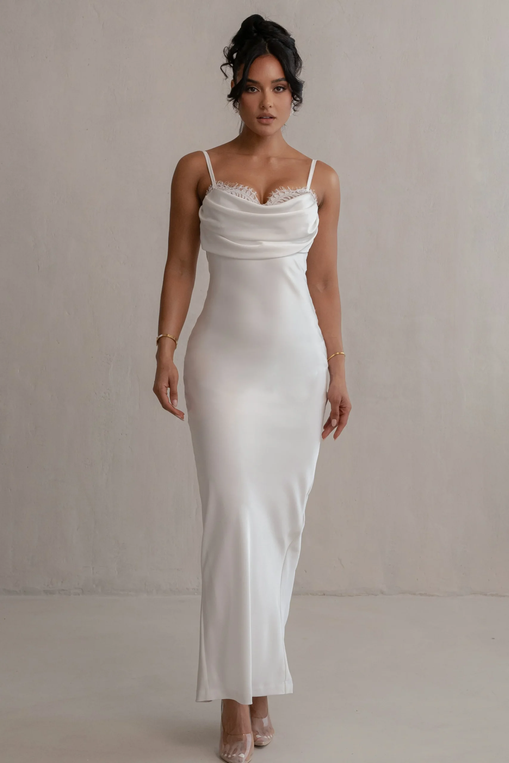 Ivory Unveiled Satin Maxi Dress*JLUXLABEL Sale