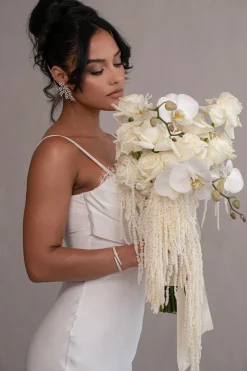 Ivory Unveiled Satin Maxi Dress*JLUXLABEL Sale