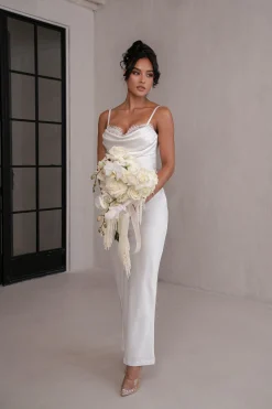 Ivory Unveiled Satin Maxi Dress*JLUXLABEL Sale