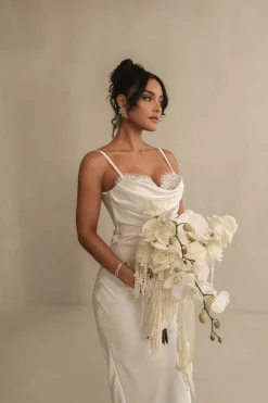 Ivory Unveiled Satin Maxi Dress*JLUXLABEL Sale