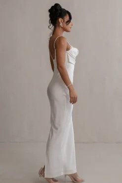 Ivory Unveiled Satin Maxi Dress*JLUXLABEL Sale