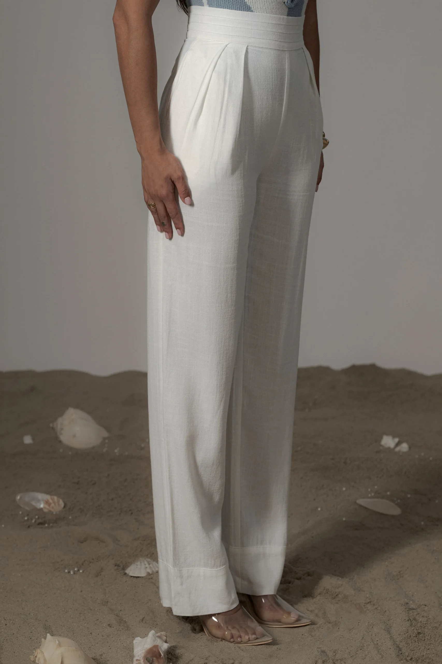 Ivory Villa Views Linen Trousers*JLUXLABEL Discount