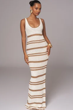 Ivory/Beige Destiny Knit Maxi Dress*JLUXLABEL Outlet
