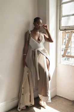 Ivory/Beige Kamie Reversible Skirt Set*JLUXLABEL Best