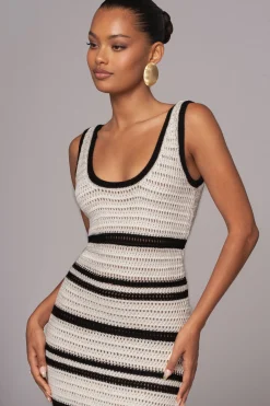 Ivory/Black Destiny Knit Maxi Dress*JLUXLABEL Outlet
