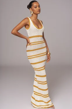 Ivory/Yellow Destiny Knit Maxi Dress*JLUXLABEL Online