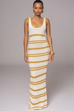 Ivory/Yellow Destiny Knit Maxi Dress*JLUXLABEL Online