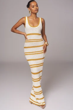 Ivory/Yellow Destiny Knit Maxi Dress*JLUXLABEL Online