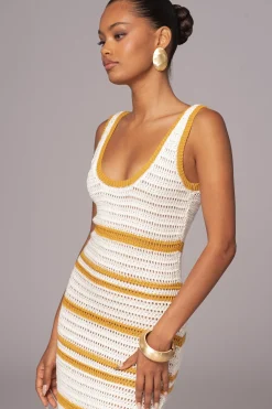 Ivory/Yellow Destiny Knit Maxi Dress*JLUXLABEL Online