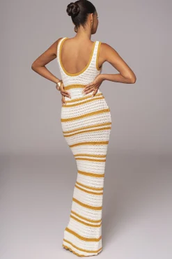 Ivory/Yellow Destiny Knit Maxi Dress*JLUXLABEL Online