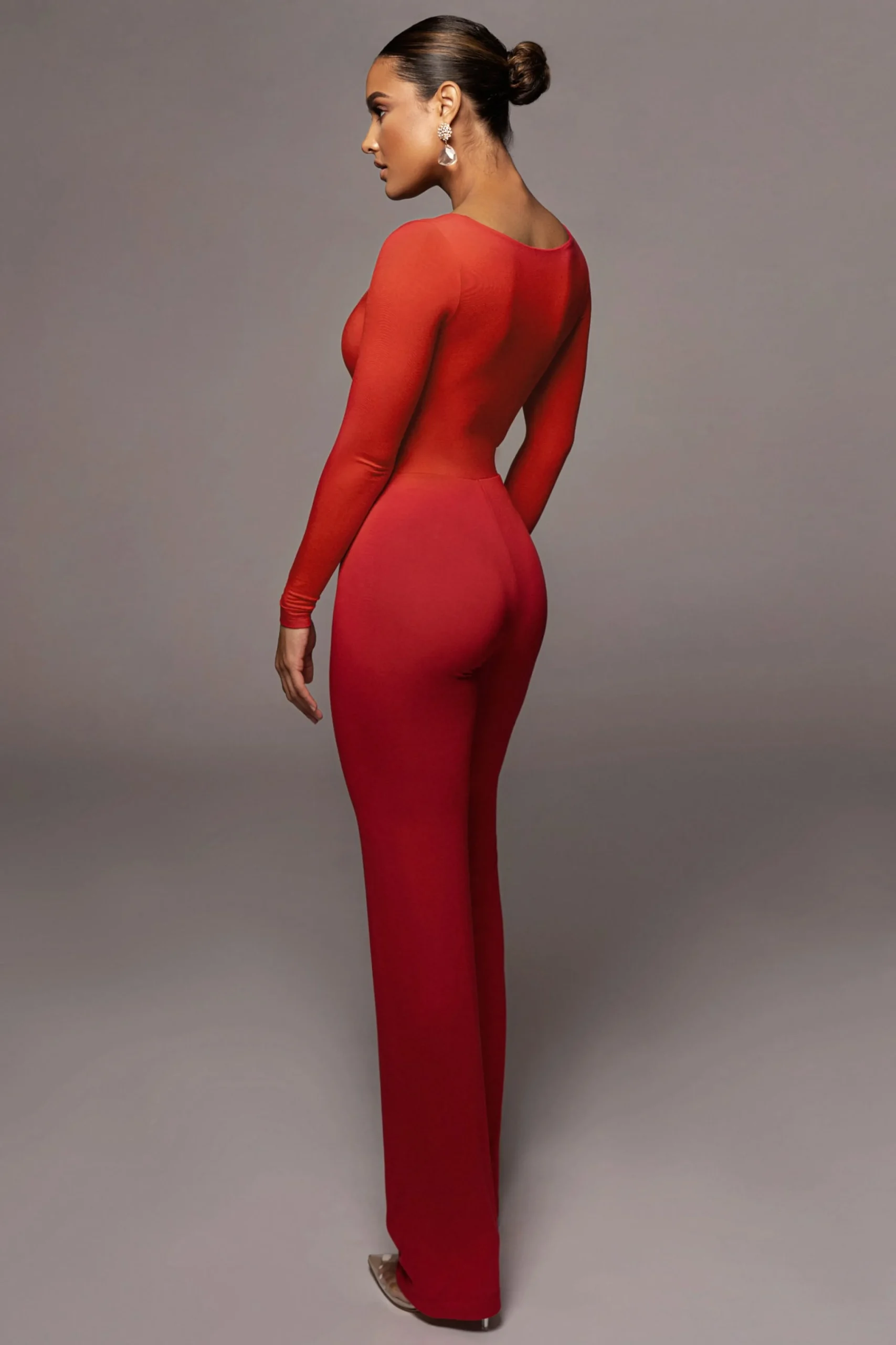 Jluxbasix Red Bethie Scoop Long Sleeve Bodysuit*JLUXLABEL Discount