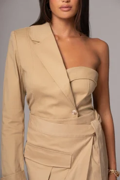 Khaki Amal One Shoulder Top*JLUXLABEL Fashion