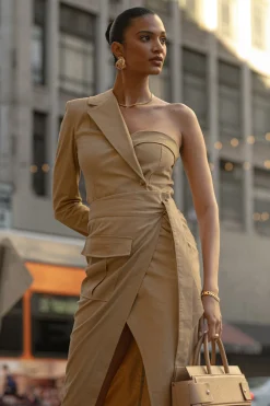 Khaki Amal One Shoulder Top*JLUXLABEL Fashion