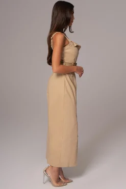 Khaki Forever Summer Belted Dress*JLUXLABEL Clearance