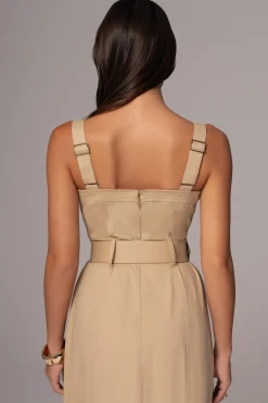 Khaki Forever Summer Belted Dress*JLUXLABEL Clearance