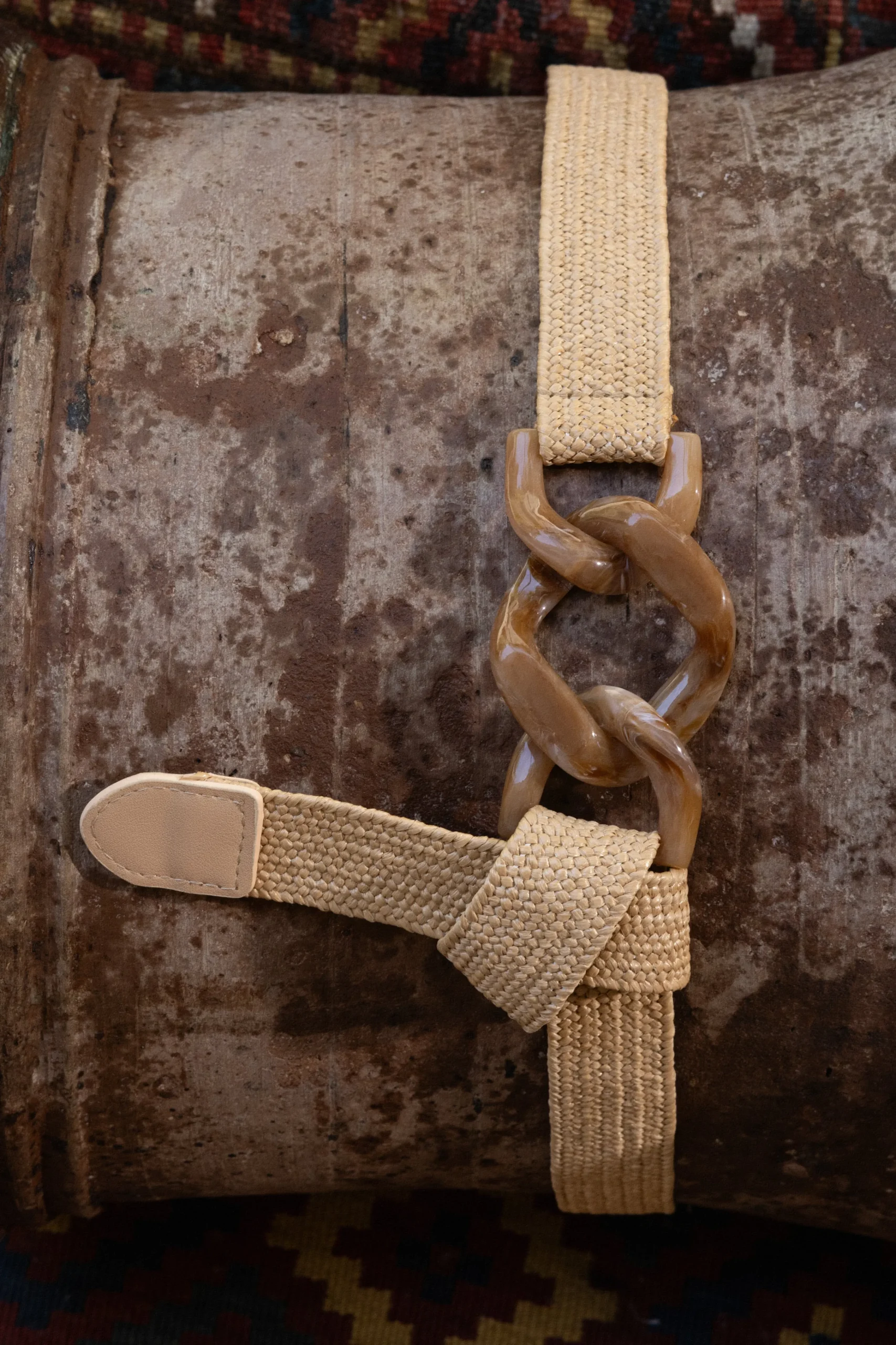 Khaki Marble Buckle Woven Belt*JLUXLABEL Sale