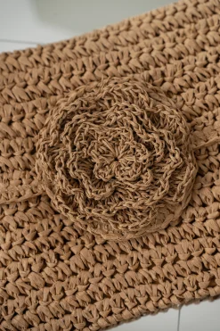 Khaki Woven Rose Clutch*JLUXLABEL New