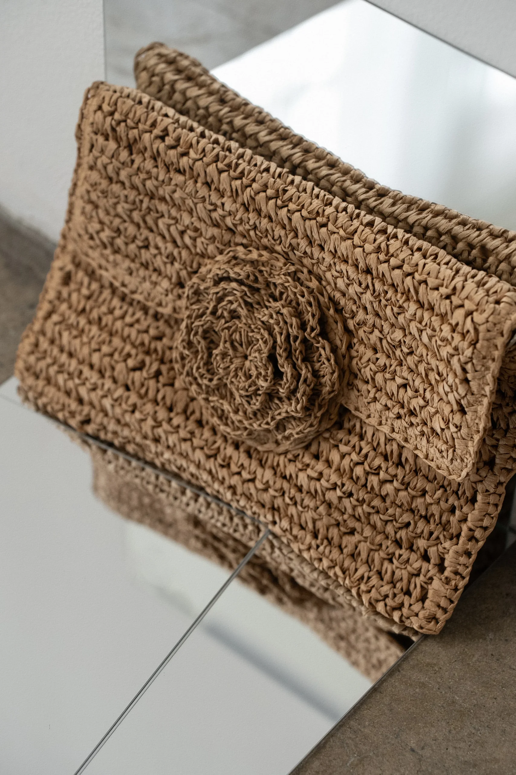 Khaki Woven Rose Clutch*JLUXLABEL New