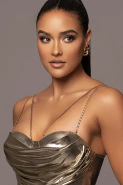 Light Gold Visions Of You Midi Dress*JLUXLABEL Clearance