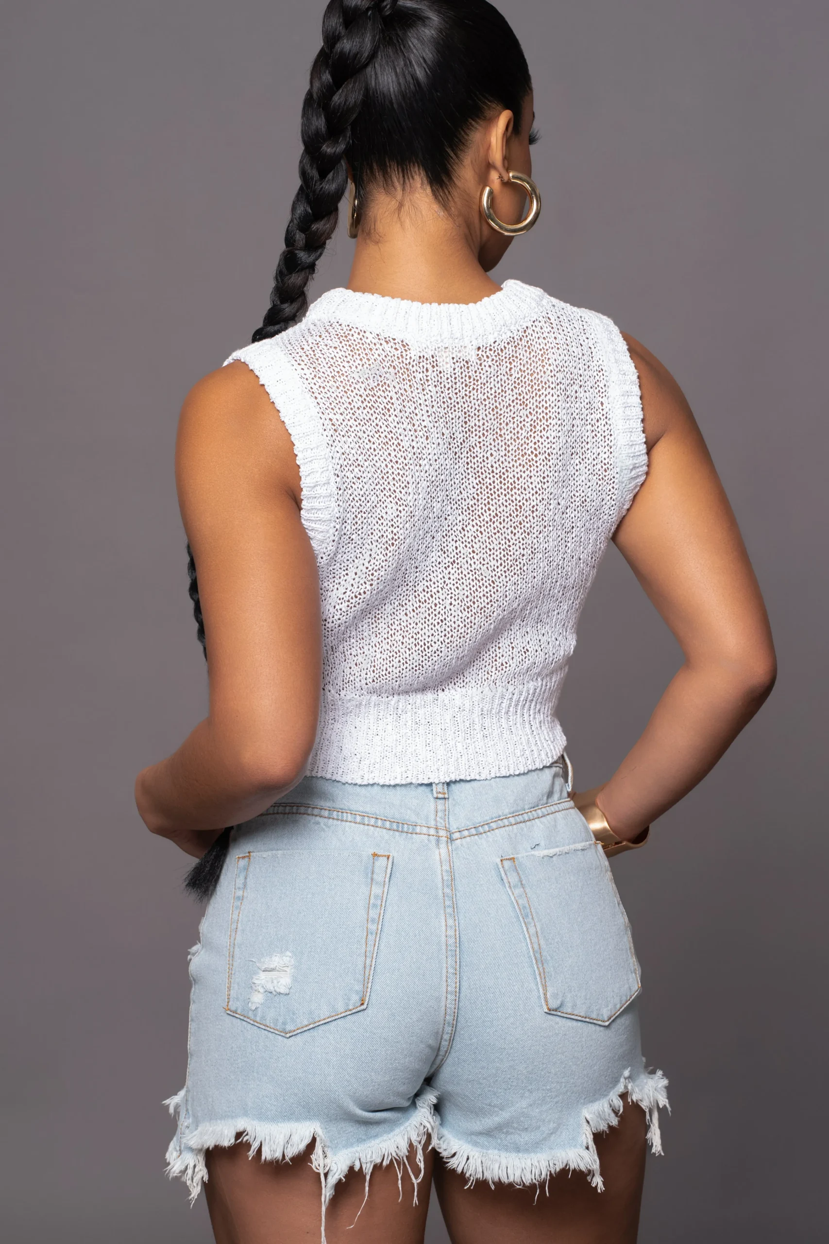 Light Wash Denim Drifted Distressed Shorts*JLUXLABEL Best