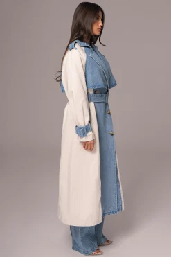 Light Wash Denim Leighton Belted Contrast Coat*JLUXLABEL Hot
