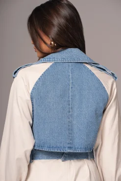 Light Wash Denim Leighton Belted Contrast Coat*JLUXLABEL Hot