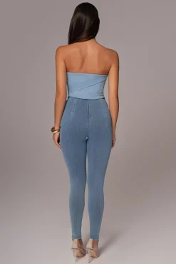 Light Wash Teyana Denim Bustier*JLUXLABEL Fashion
