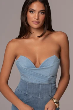 Light Wash Teyana Denim Bustier*JLUXLABEL Fashion