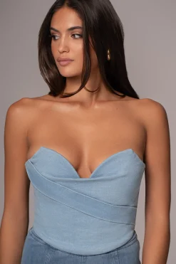 Light Wash Teyana Denim Bustier*JLUXLABEL Fashion