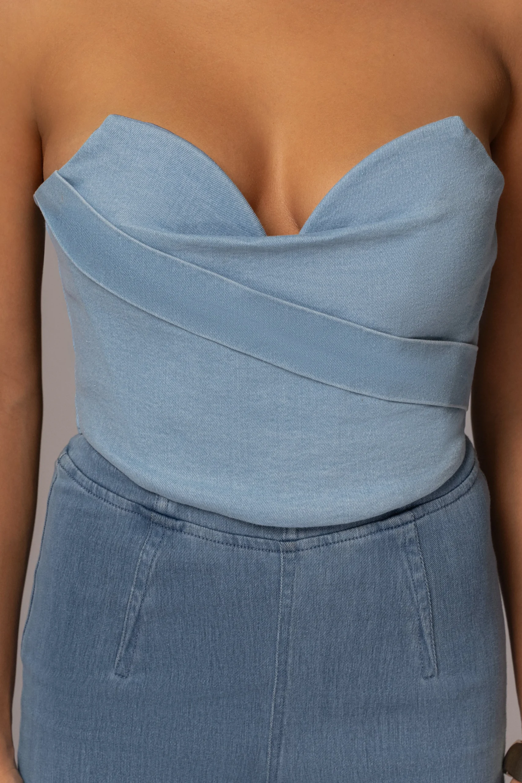 Light Wash Teyana Denim Bustier*JLUXLABEL Fashion