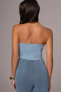 Light Wash Teyana Denim Bustier*JLUXLABEL Fashion