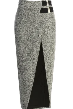 Lt. Grey Gisele Tweed Slit Skirt*JLUXLABEL Best