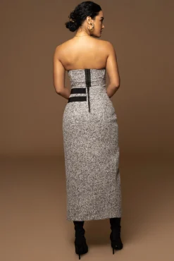 Lt. Grey Gisele Tweed Slit Skirt*JLUXLABEL Best