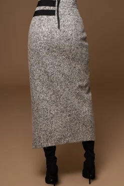 Lt. Grey Gisele Tweed Slit Skirt*JLUXLABEL Best