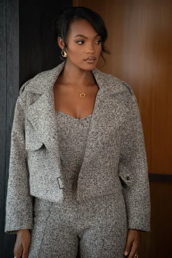 Lt. Grey Zoe Tweed Jacket*JLUXLABEL Fashion