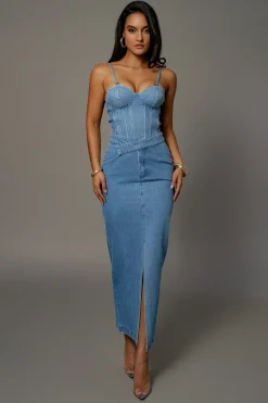 Medium Wash Adana Denim Skirt*JLUXLABEL Outlet