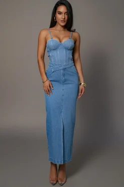 Medium Wash Adana Denim Skirt*JLUXLABEL Outlet