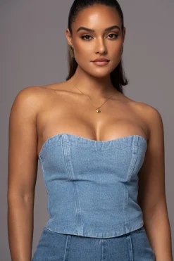 Medium Wash All You Need Denim Corset*JLUXLABEL Online