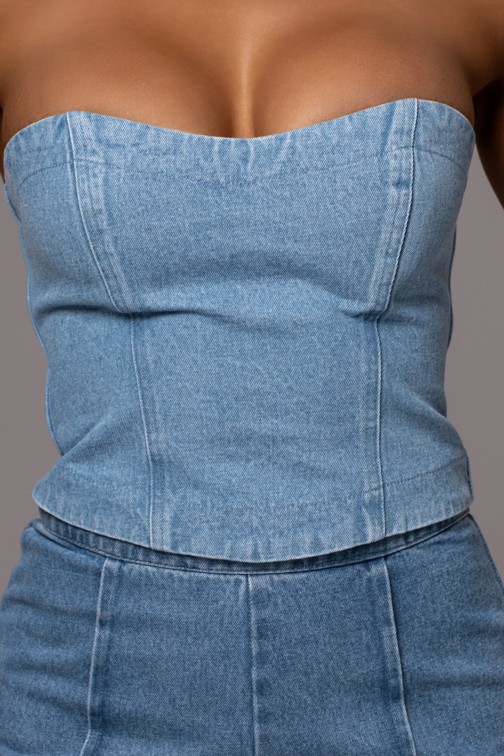 Medium Wash All You Need Denim Corset*JLUXLABEL Online