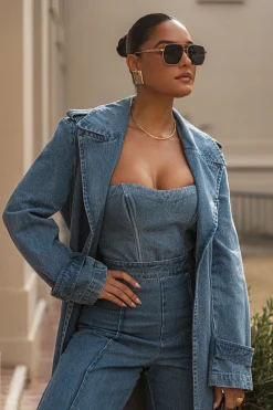 Medium Wash All You Need Denim Corset*JLUXLABEL Online